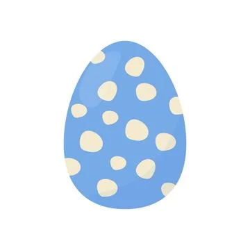Cute easter egg, blue with white dots, spots.  On a white isolated background Stock Illustration