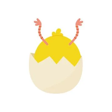 A cute Easter egg, with a chick in the shell upside down.  On a white isola.. Stock Illustration