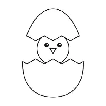 Cute easter egg chicken thin line 스톡 일러스트