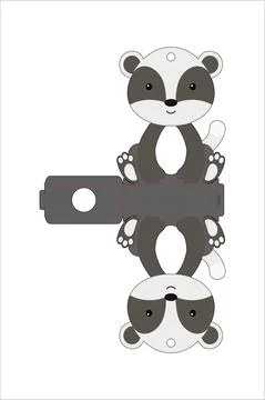 Cute easter egg holder badger template. Retail paper box for the easter egg.  Illustrazione stock