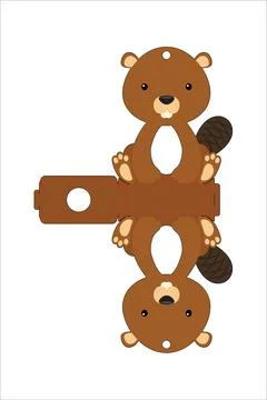Cute easter egg holder beaver template. Retail paper box for the easter egg.  Stock Illustration