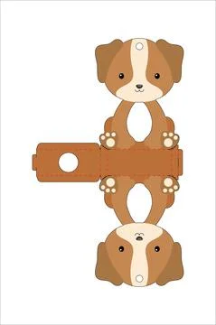 Cute easter egg holder dog template. Retail paper box for the easter egg. Pri Stock Illustration