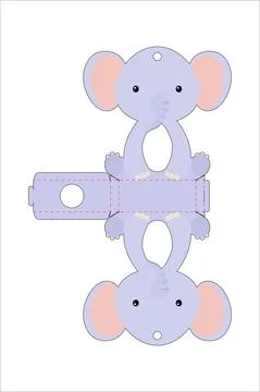Cute easter egg holder elephant template. Retail paper box for the easter egg 스톡 일러스트