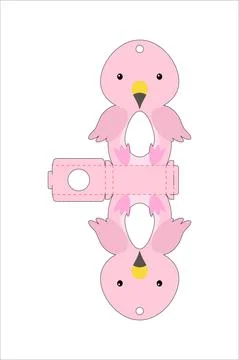 Cute easter egg holder flamingo template. Retail paper box for the easter egg 스톡 일러스트