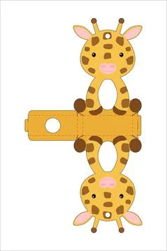 Cute easter egg holder giraffe template. Retail paper box for the easter egg. Illustrazione stock
