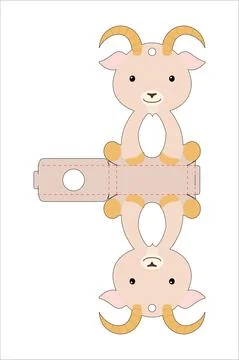 Cute easter egg holder goat template. Retail paper box for the easter egg. Pr Stock Illustration
