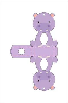 Cute easter egg holder hippo template. Retail paper box for the easter egg. P 스톡 일러스트