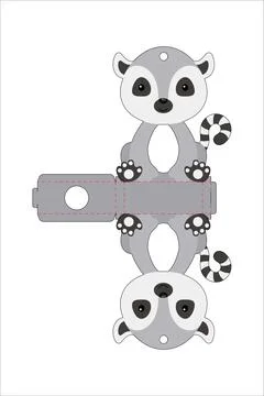 Cute easter egg holder lemur template. Retail paper box for the easter egg. P 스톡 일러스트