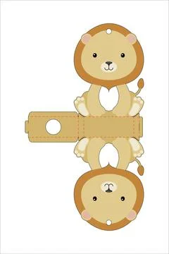 Cute easter egg holder lion template. Retail paper box for the easter egg. Pr Stock Illustration
