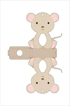 Cute easter egg holder mouse template. Retail paper box for the easter egg. P Stock Illustration