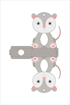 Cute easter egg holder opossum template. Retail paper box for the easter egg. 스톡 일러스트