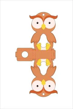Cute easter egg holder owl template. Retail paper box for the easter egg. Pri Stock Illustration