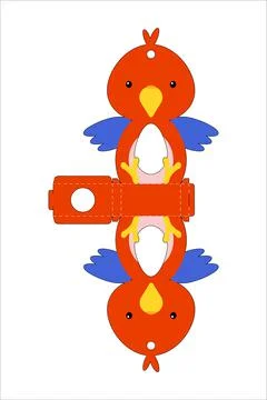 Cute easter egg holder parrot template. Retail paper box for the easter egg.  Stock Illustration
