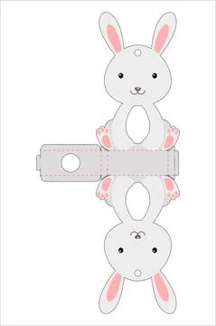 Cute easter egg holder rabbit template. Retail paper box for the easter egg.  스톡 일러스트