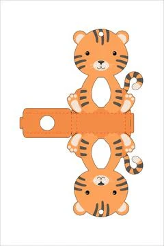 Cute easter egg holder tiger template. Retail paper box for the easter egg. P Stock Illustration