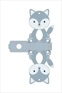 Cute easter egg holder wolf template. Retail paper box for the easter egg. Pr 스톡 일러스트