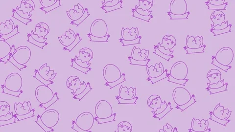 Cute Easter Egg Hunt Pattern on Light Purple Background. Stock Footage 320152194
