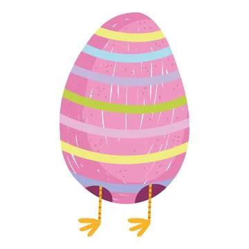 Cute easter egg with legs chicken cartoon white background 스톡 일러스트