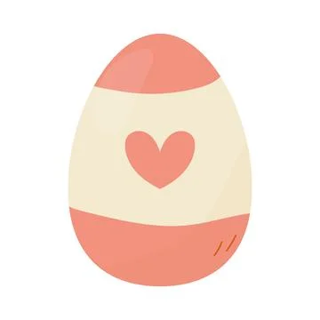 A cute easter egg, pink with a heart.  On a white isolated background Stock Illustration