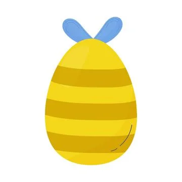 Cute Easter egg, in the shape of a wasp, bee with wings.  On a white isolat.. Stock Illustration