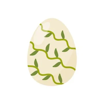 A cute easter egg, with vines twigs and leaves.  On a white isolated backgrou 스톡 일러스트
