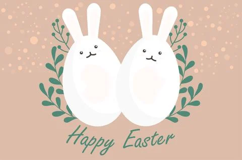 Cute Easter eggs and bunny ears. Animal holiday cartoon character in flat style Stock Illustration