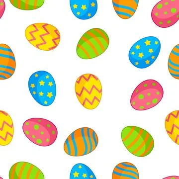 Cute Easter Eggs seamless pattern. Patterned symbols for traditional celebration イラスト素材