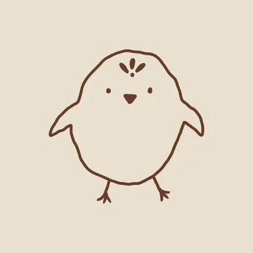 Cute Easter friendly baby chicken bird spring art minimalist illustration  Illustrazione stock