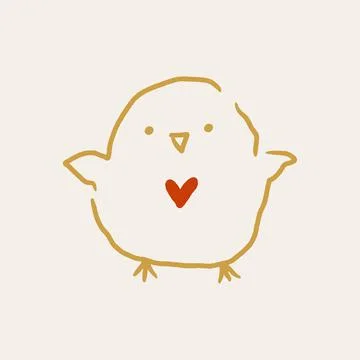 Cute Easter friendly baby chicken bird spring art minimalist illustration  イラスト素材