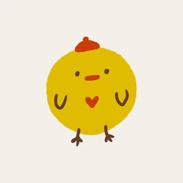 Cute Easter friendly baby chicken bird spring art minimalist illustration  Stock Illustration