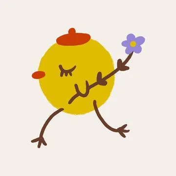 Cute Easter friendly baby chicken bird spring art minimalist illustration  Stock Illustration