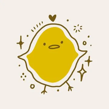 Cute Easter friendly baby chicken bird spring art minimalist illustration  Illustrazione stock