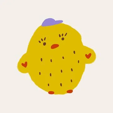 Cute Easter friendly baby chicken bird spring art minimalist illustration  イラスト素材