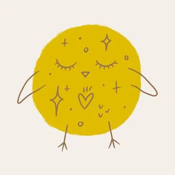 Cute Easter friendly baby chicken bird spring art minimalist illustration  Stock Illustration