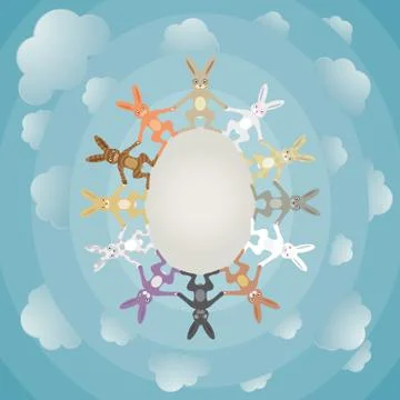 Cute easter greeting card with big empty text area and lovely multicolored bu Stock Illustration