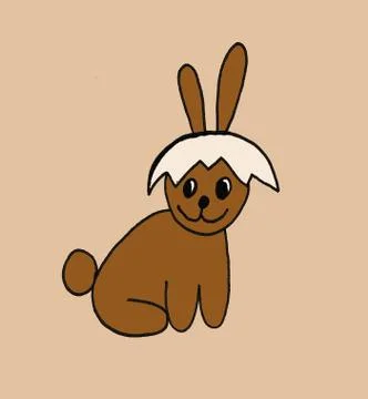 Cute easter icon and animal pet collection, with easter eggs in nest, rabbit  Illustrazione stock