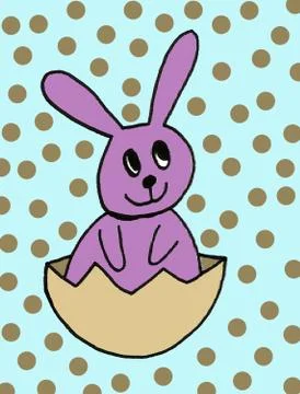 Cute easter icon and animal pet collection, with easter eggs in nest, rabbit  Illustrazione stock