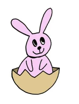 Cute easter icon and animal pet collection, with easter eggs in nest, rabbit  Stock Illustration