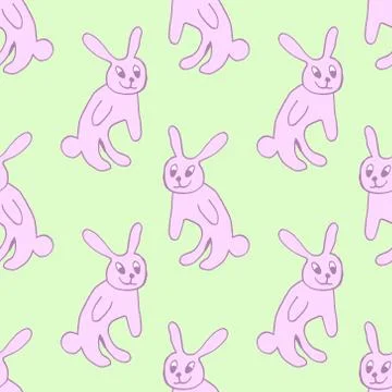 Cute easter icon and animal pet collection, with easter eggs in nest, rabbit  Stock Illustration