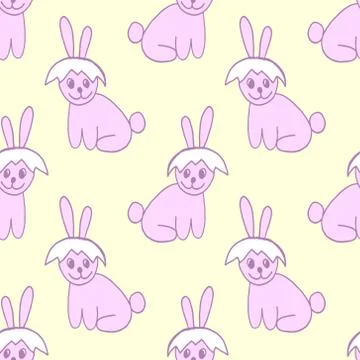 Cute easter icon and animal pet collection, with easter eggs in nest, rabbit  Illustrazione stock