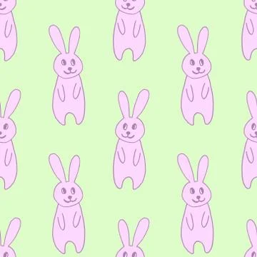 Cute easter icon and animal pet collection, with easter eggs in nest, rabbit  Stock Illustration