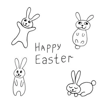 Cute easter icon and animal pet collection, with easter eggs in nest, rabbit  Illustrazione stock
