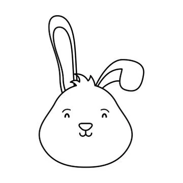 Cute easter little rabbit head character line style icon Illustrazione stock
