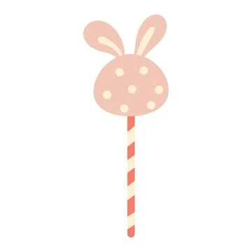 Cute easter pink candy with bunny ears in scandinavian style for decoration Stock Illustration