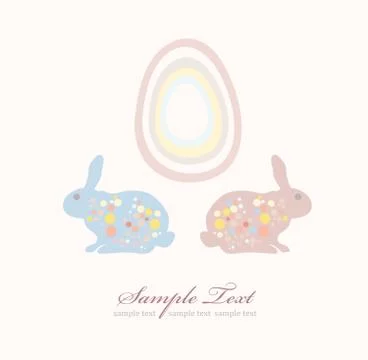 Cute easter rabbit and egg card Stock Illustration