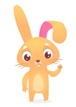 Cute Easter rabbit cartoon. Vector illustration of funny bunny 库存插图