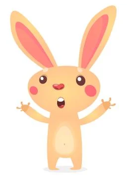Cute Easter rabbit cartoon. Vector illustration of funny bunny Stock Illustration