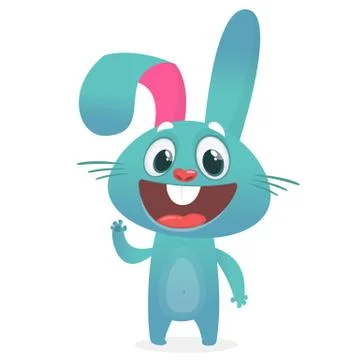 Cute Easter rabbit cartoon. Vector illustration of funny bunny Stockillustratie