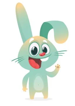 Cute Easter rabbit cartoon. Vector illustration of funny bunny Stock Illustration