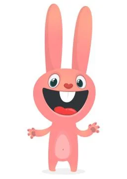 Cute Easter rabbit cartoon. Vector illustration of funny bunny Stockillustratie